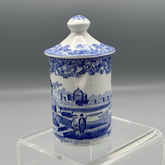 Vtg Spode Blue Room Collection Venetian Scenes Spice Jar Blue White w/Lid - Picture 8 of 10